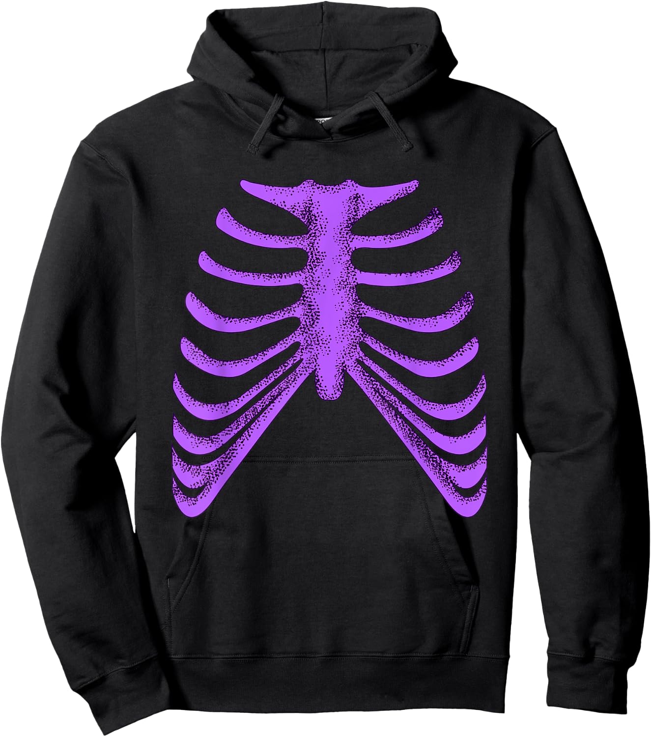 Purple Ribcage Skeleton Purple Color Graphic Hoodie - Hoodie | Black
