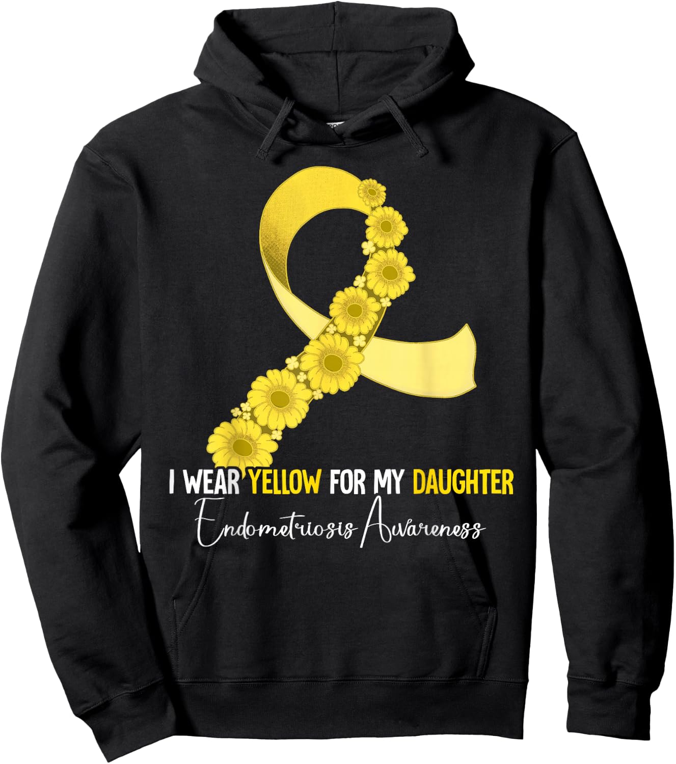 I Wear Yellow For My Daughter Endometriosis Awareness Hoodie - Hoodie | Black