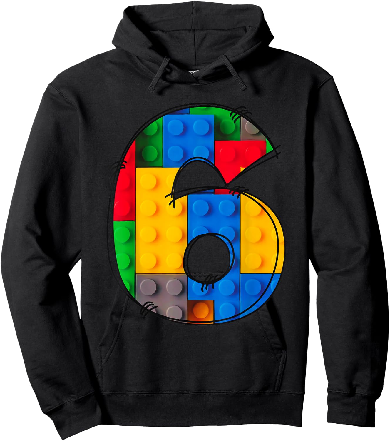 6 Year Old Blocks Building Master Builder 6th Birthday Kids Hoodie - Hoodie | Black