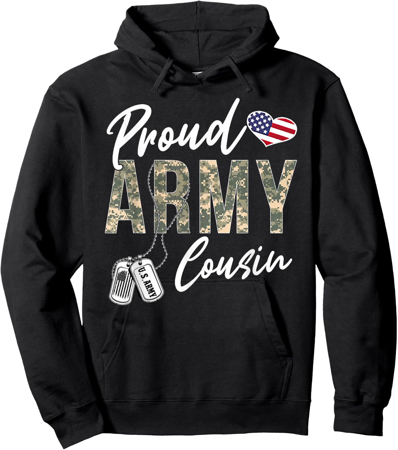 Proud Army Cousin Army Graduation Cousin US Army Cousin Gift Hoodie - Hoodie | Black