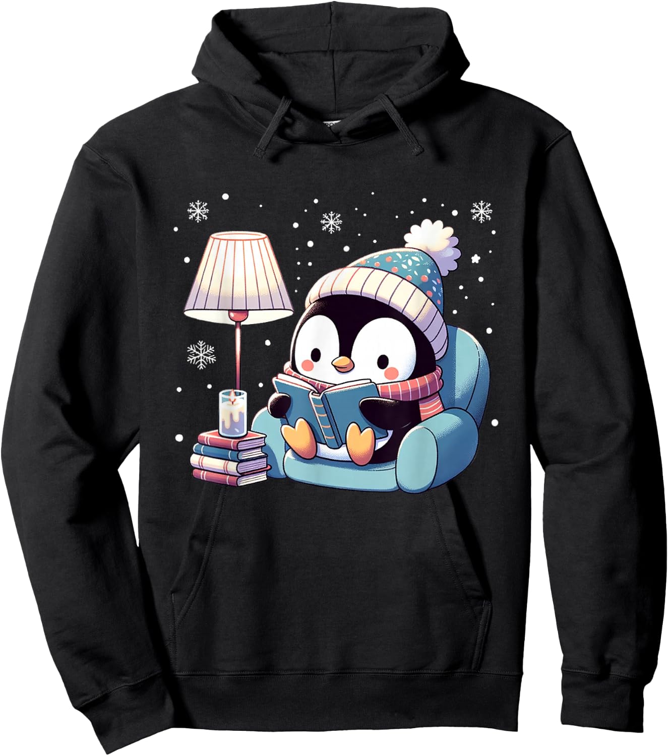 Cute Penguin Reading Kids Women Men Boys Hoodie - Hoodie | Black