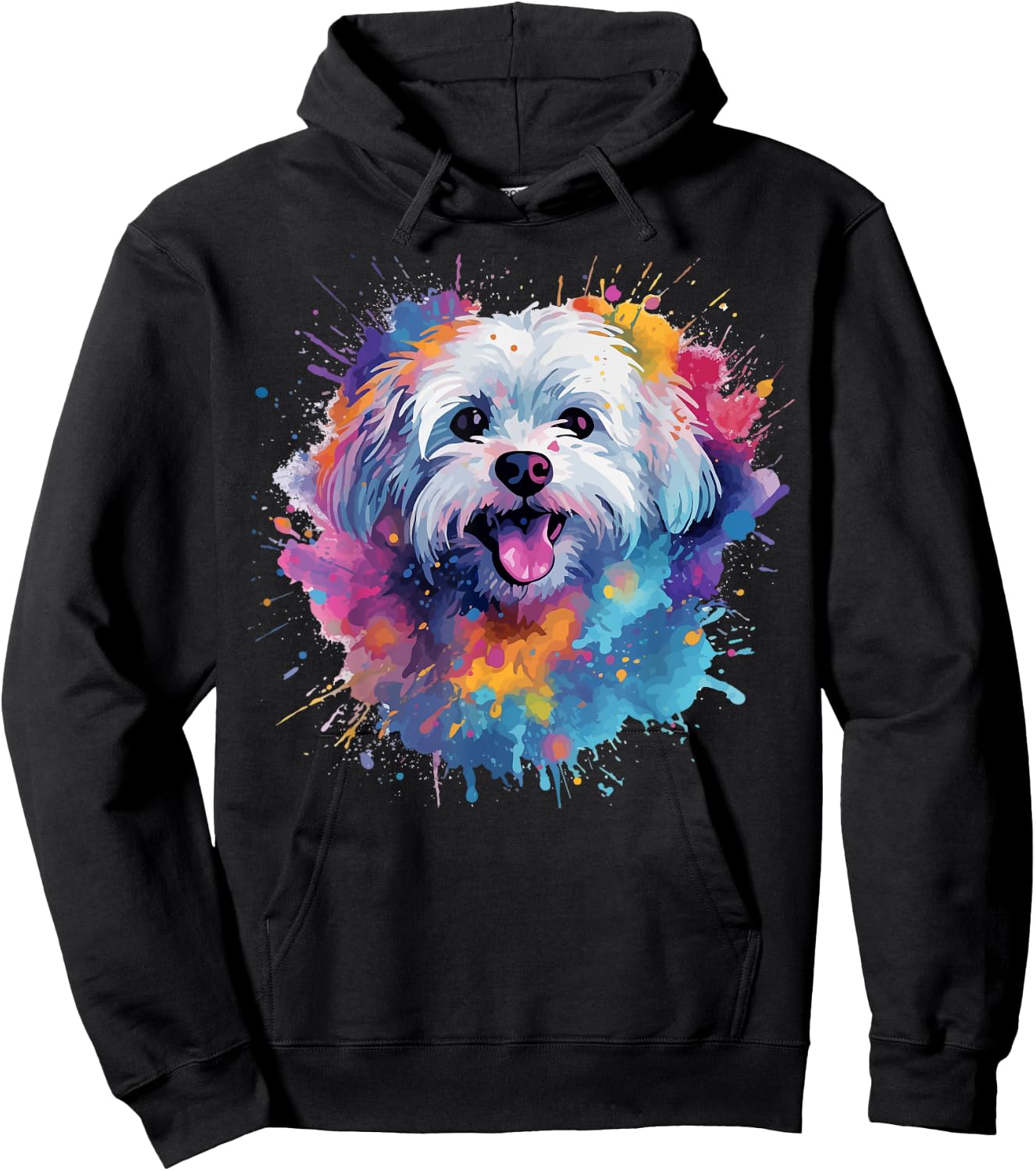 Colorful Maltese Splash Art Dog Men Women Kids Hoodie - Hoodie | Black