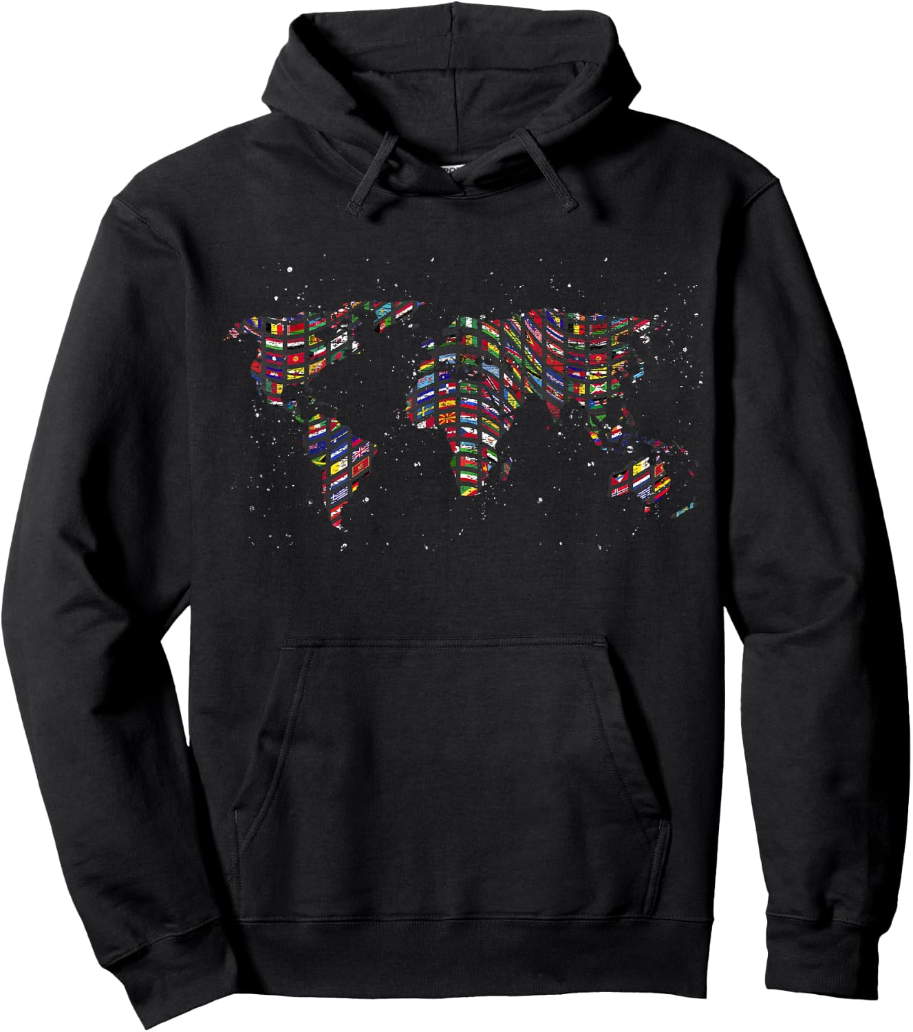 Map Travel Globe International Flags World Map Hoodie - Hoodie | Black
