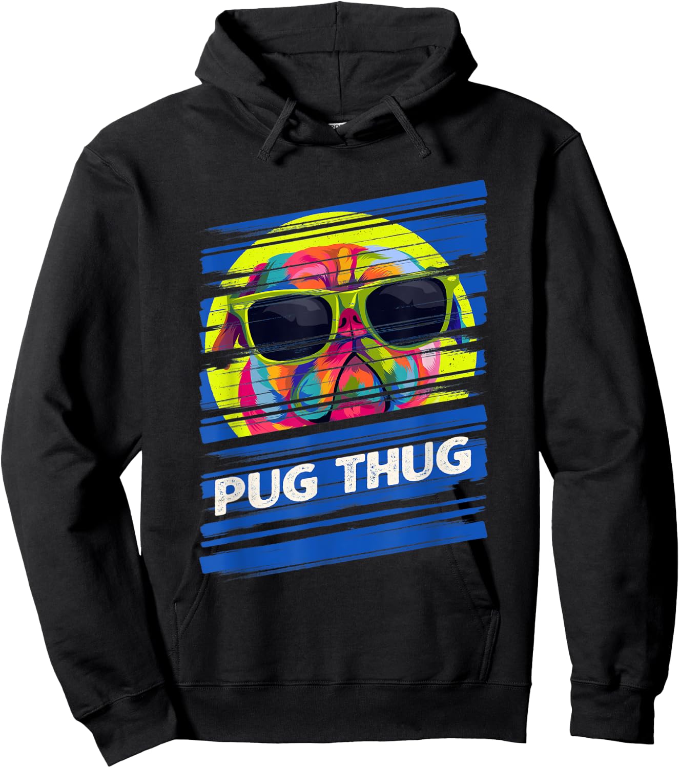 Pug Thug Dutch Bulldog Animal Pun Pug Owner Animal Meme Women Hoodie - Hoodie | Black