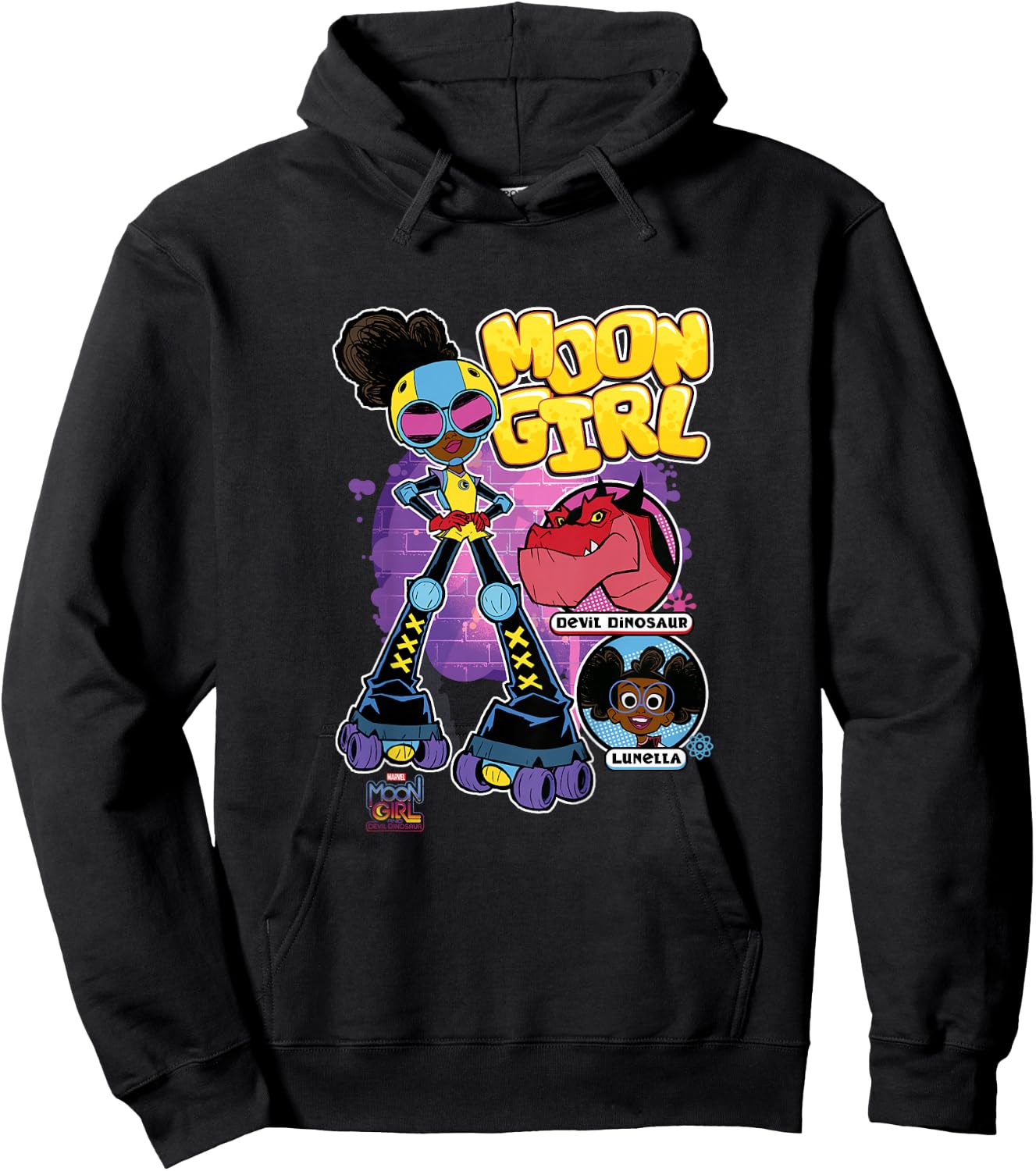 Kids Marvel Moon Girl And Devil Dinosaur Roller Skate Super Hero Hoodie - Hoodie | Black