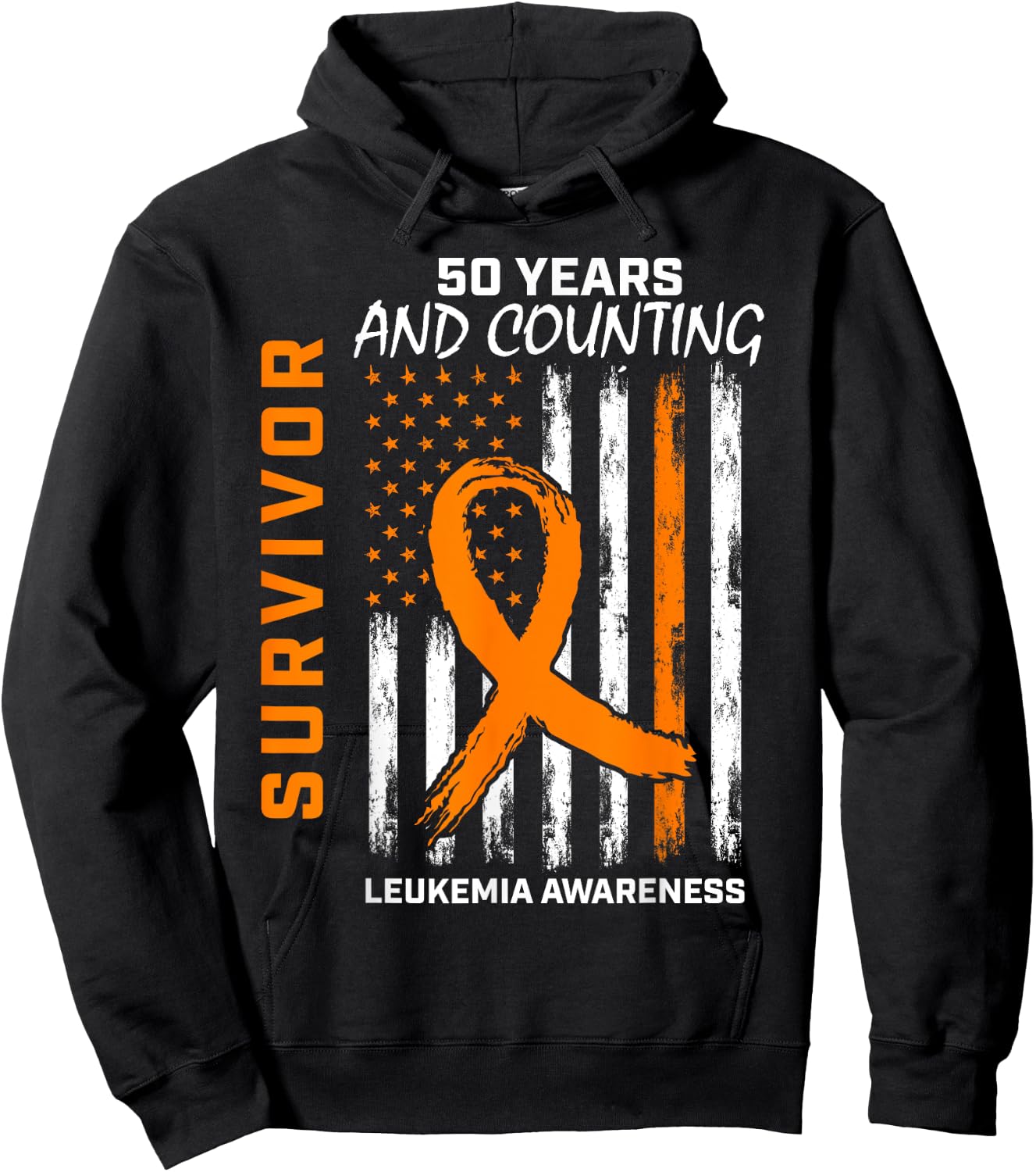 50 Year Leukemia Survivor Gifts American Flag Shirts Hoodie - Hoodie | Black
