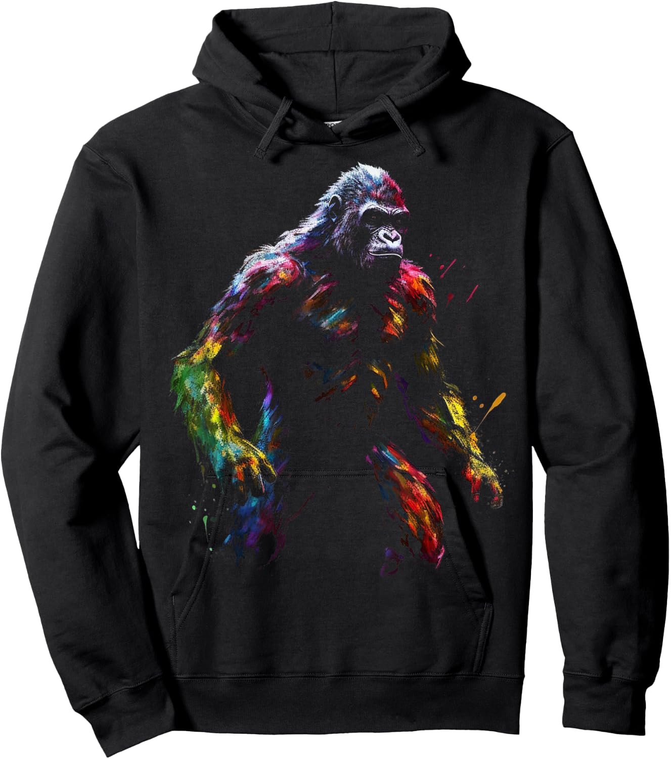 Gorilla Artwork Colourful Animal Art Gorilla Hoodie - Hoodie | Black