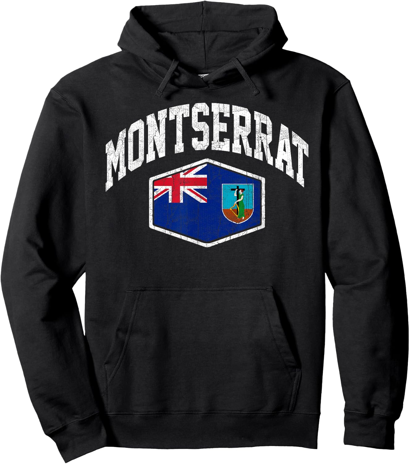 Montserrat Vintage Flag Throwback Design Souvenir Hoodie - Hoodie | Black