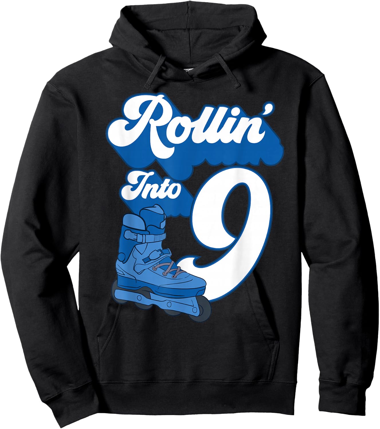 Rollin' Into 9 Roller Skating Birthday 12th Boy Kids Skate Hoodie - Hoodie | Black