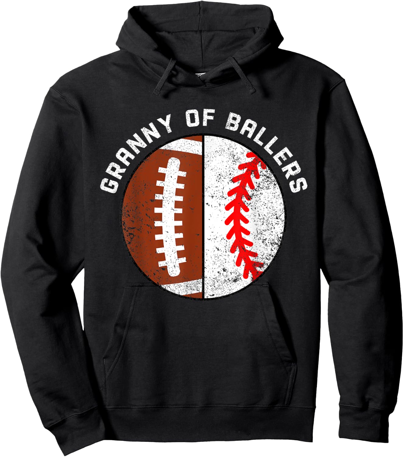 Granny Of Ballers Funny Football Baseball Grandma Granny Hoodie - Hoodie | Black