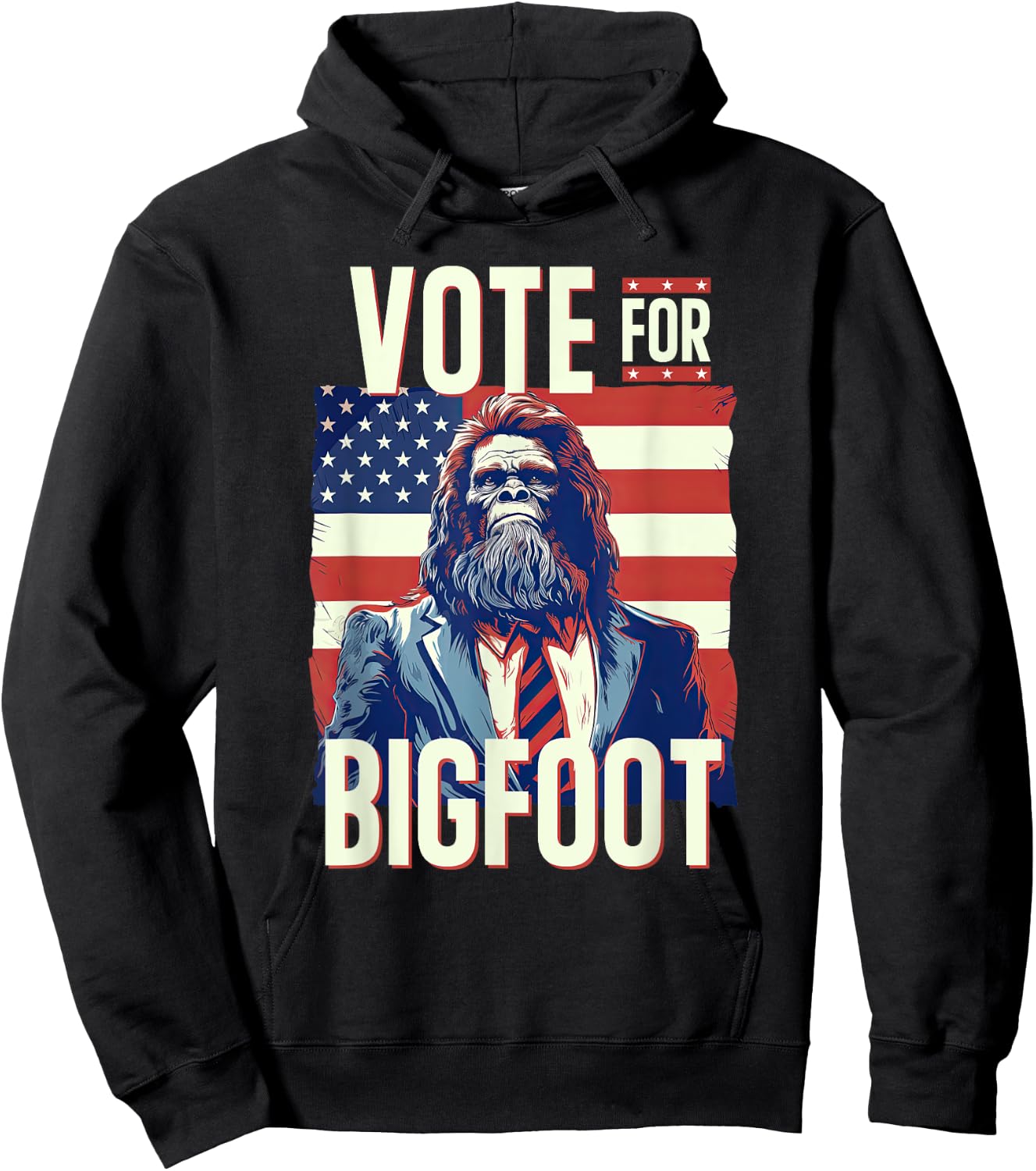 Bigfoot for President Election Vote Sasquatch USA Flag 2024 Hoodie - Hoodie | Black