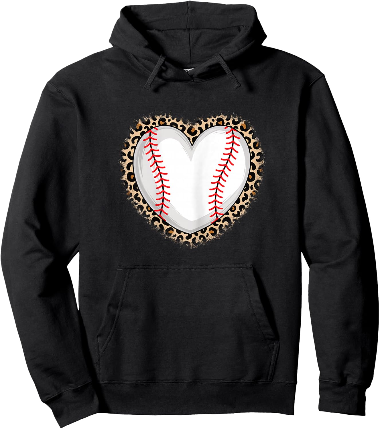 Cute Baseball Heart Baseball Lover Women Girls Hoodie - Hoodie | Black