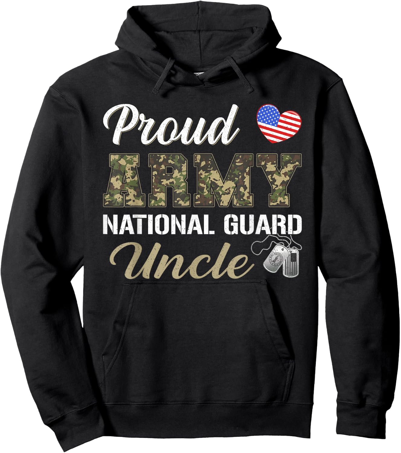 Retro Proud Army National Guard Uncle Military Pride Costume Hoodie - Hoodie | Black