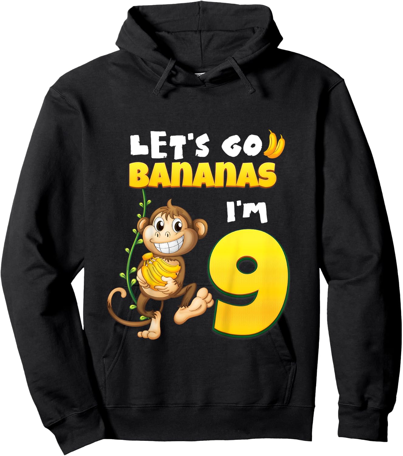 Let's Go Bananas I'm 9 Zoo Animal Jungle Safari 9th Birthday Hoodie - Hoodie | Black