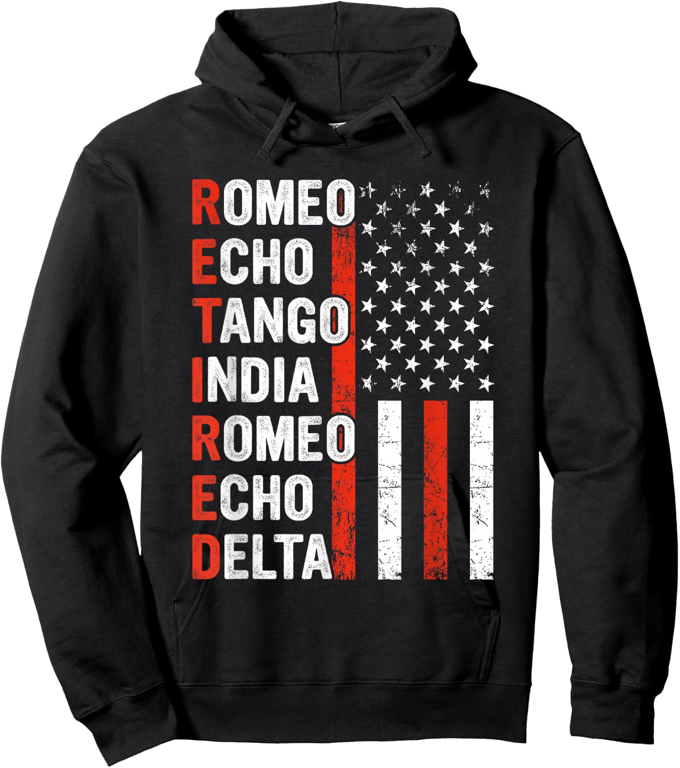 Phonetic Alphabet Retired Veteran Retirement Army Military Hoodie - Hoodie | Black