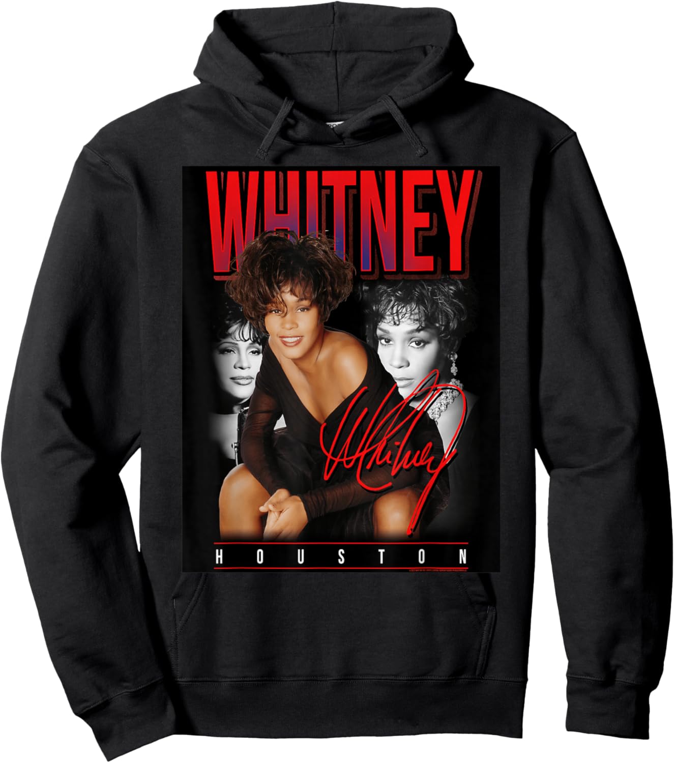Whitney Houston Retro Photo Collage Hoodie - Hoodie | Black