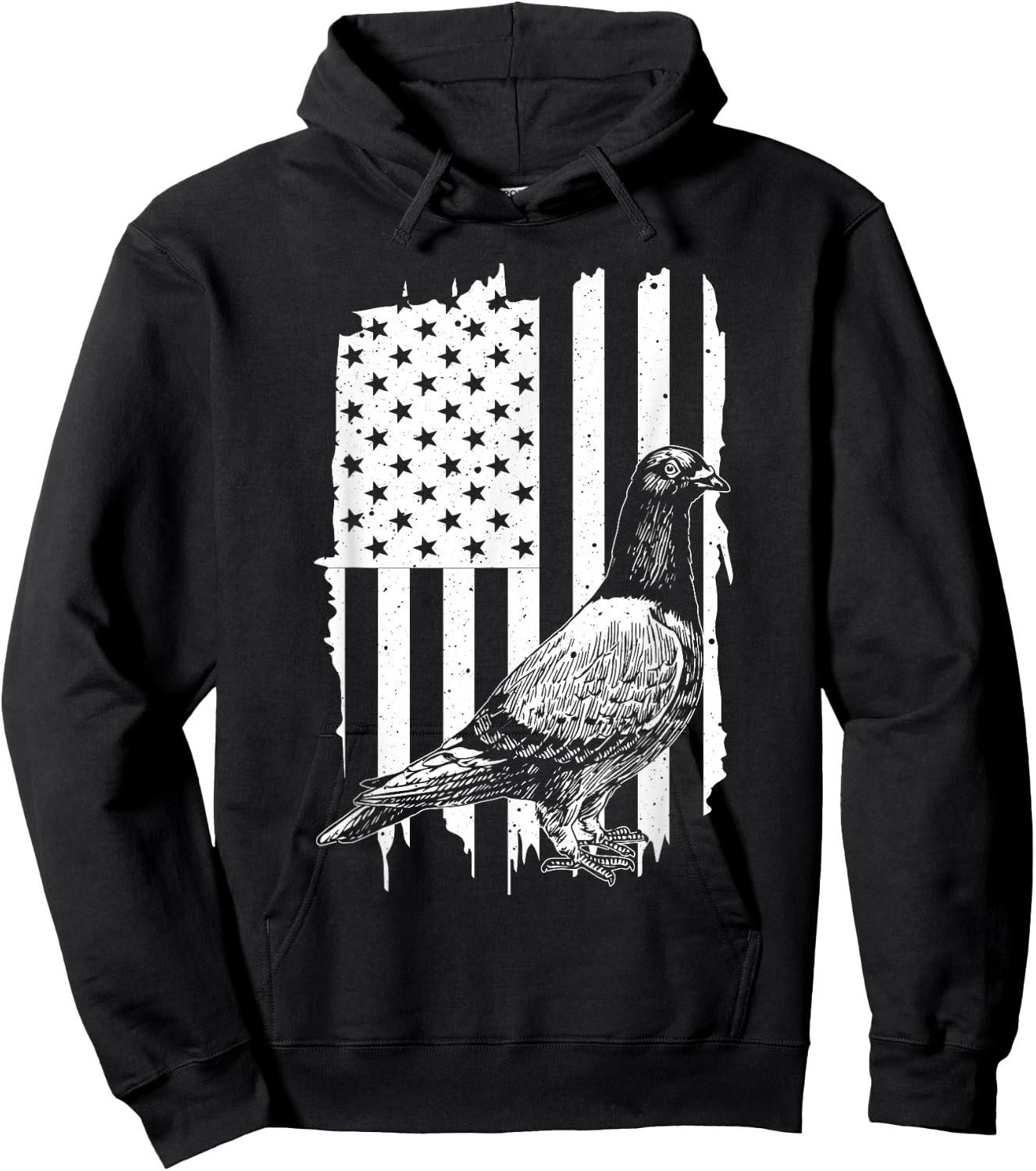 Cool Pigeon Design Men Women Patriotic US Flag Pigeon Lovers Hoodie - Hoodie | Black