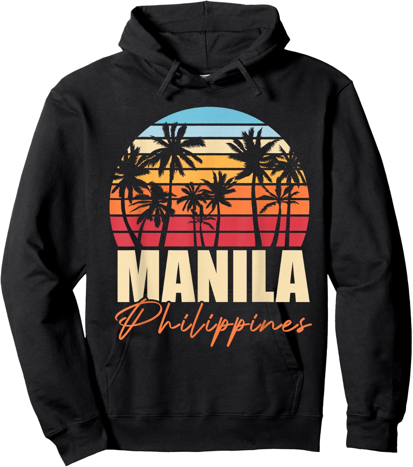 Palm Trees Filipino Pinoy Retro Tropical Manila Philippines Hoodie - Hoodie | Black
