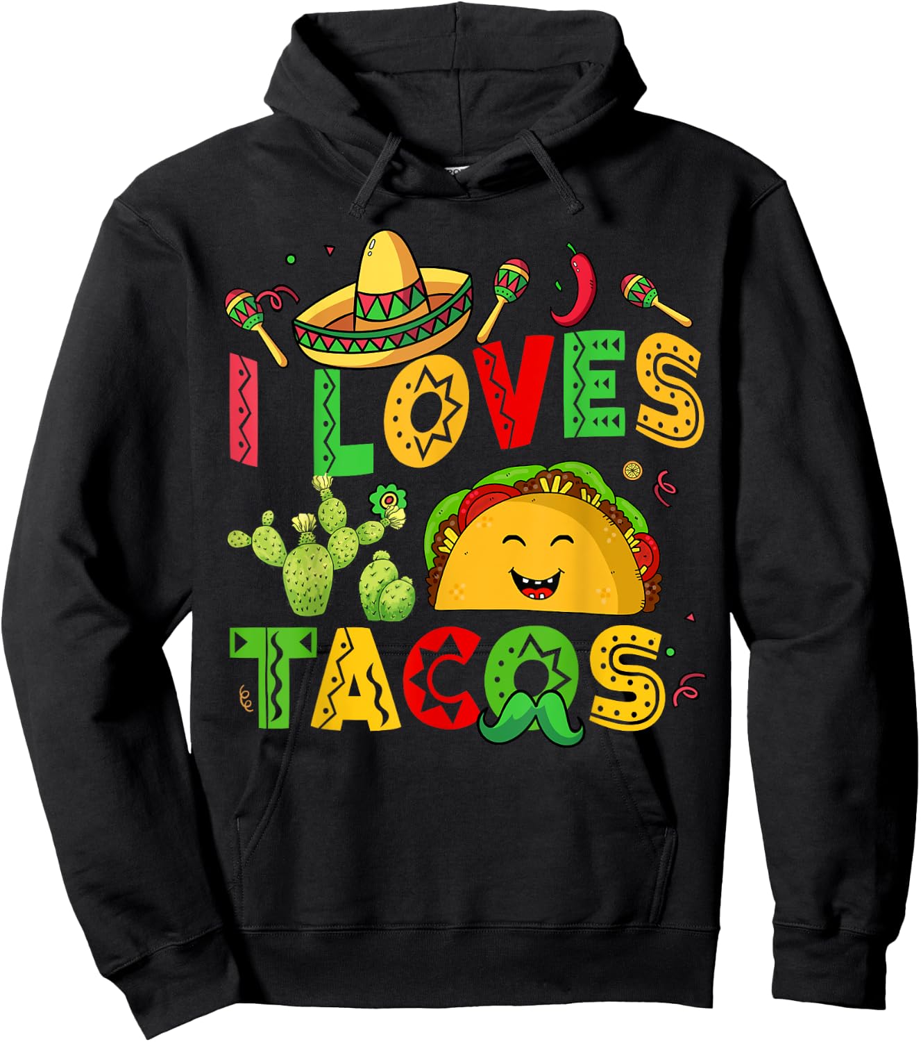 Cinco De Mayo I Loves Tacos Tuesday Funny Kids Boy Men Women Hoodie - Hoodie | Black