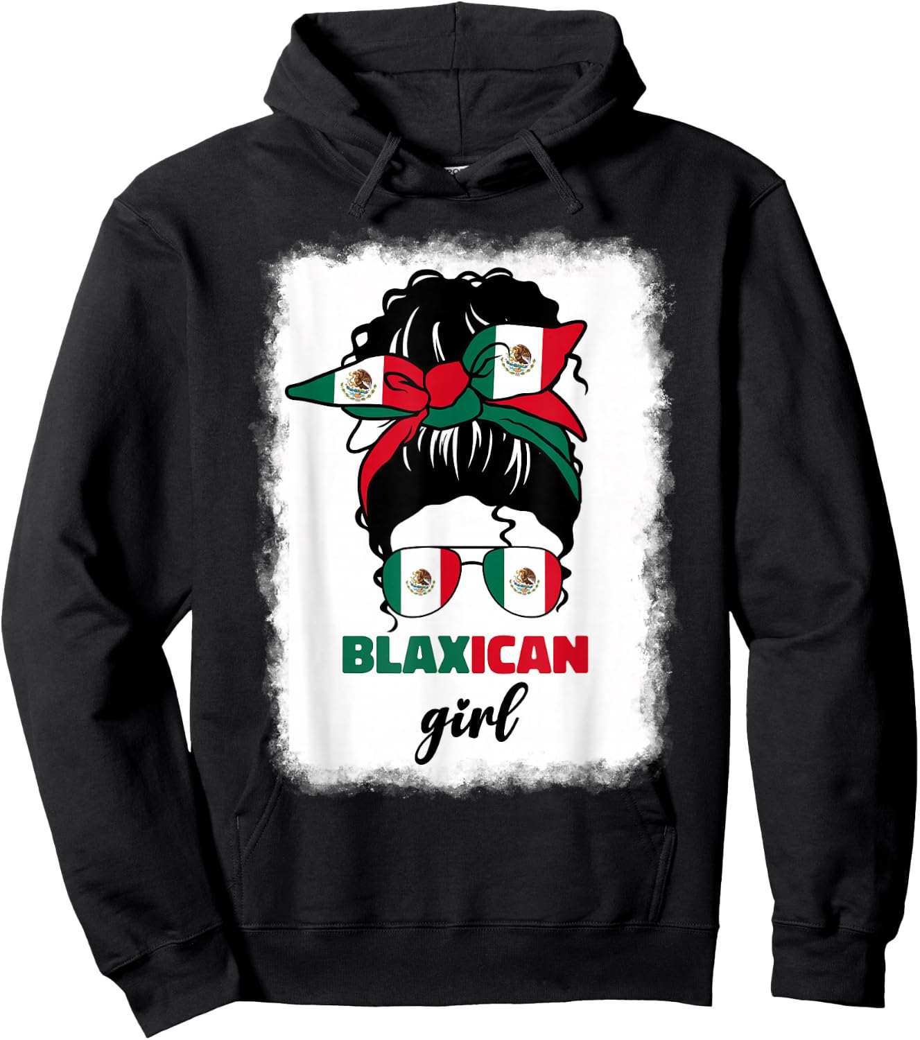 Blaxican Mexican American Black Girl Mexico Flag Chicano Fun Hoodie - Hoodie | Black