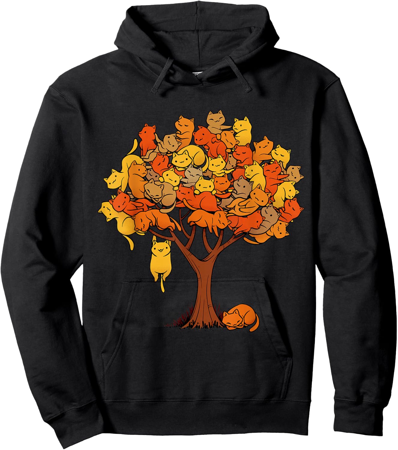 Cat Tree Cat Lover Nature Fall Winter Kitten Kitty Cats Hoodie - Hoodie | Black