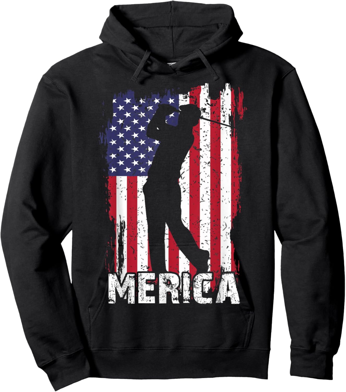 Merica Golf-Shirt 4th July American Flag Patriotic Dad Men Hoodie - Hoodie | Black