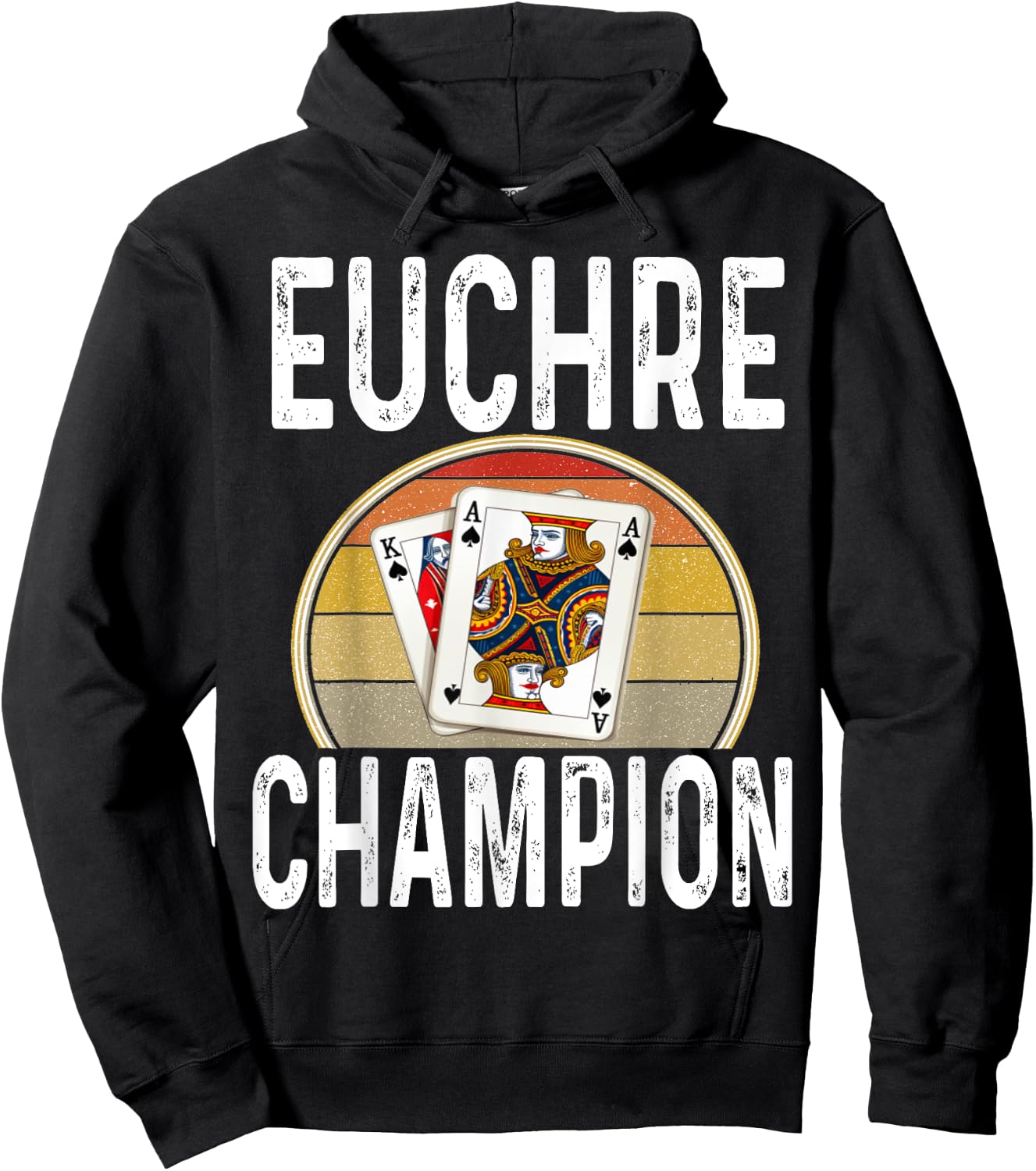 Euchre Champion Game Night Player Card Game Cards Retro Hoodie - Hoodie | Black