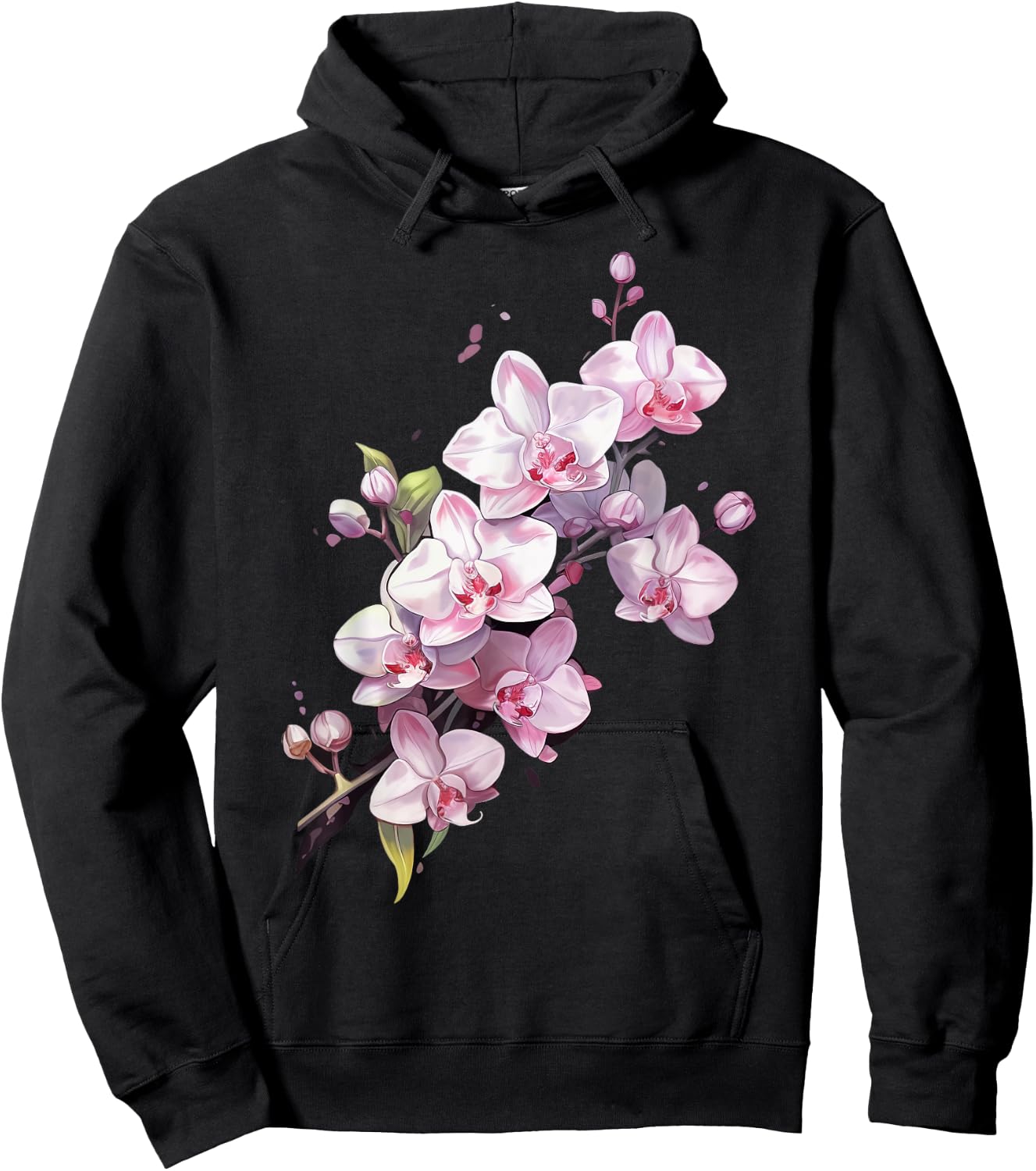 Beautiful Orchid Flower on floral Orchid Hoodie - Hoodie | Black