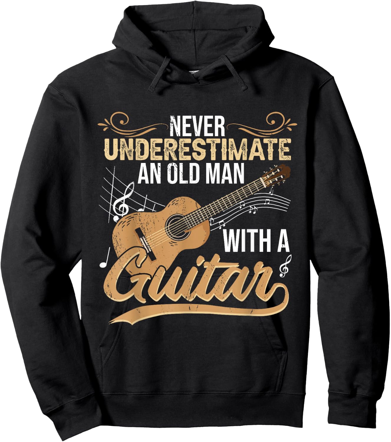 Never Underestimate An Old Man With A Guitar Hoodie - Hoodie | Black
