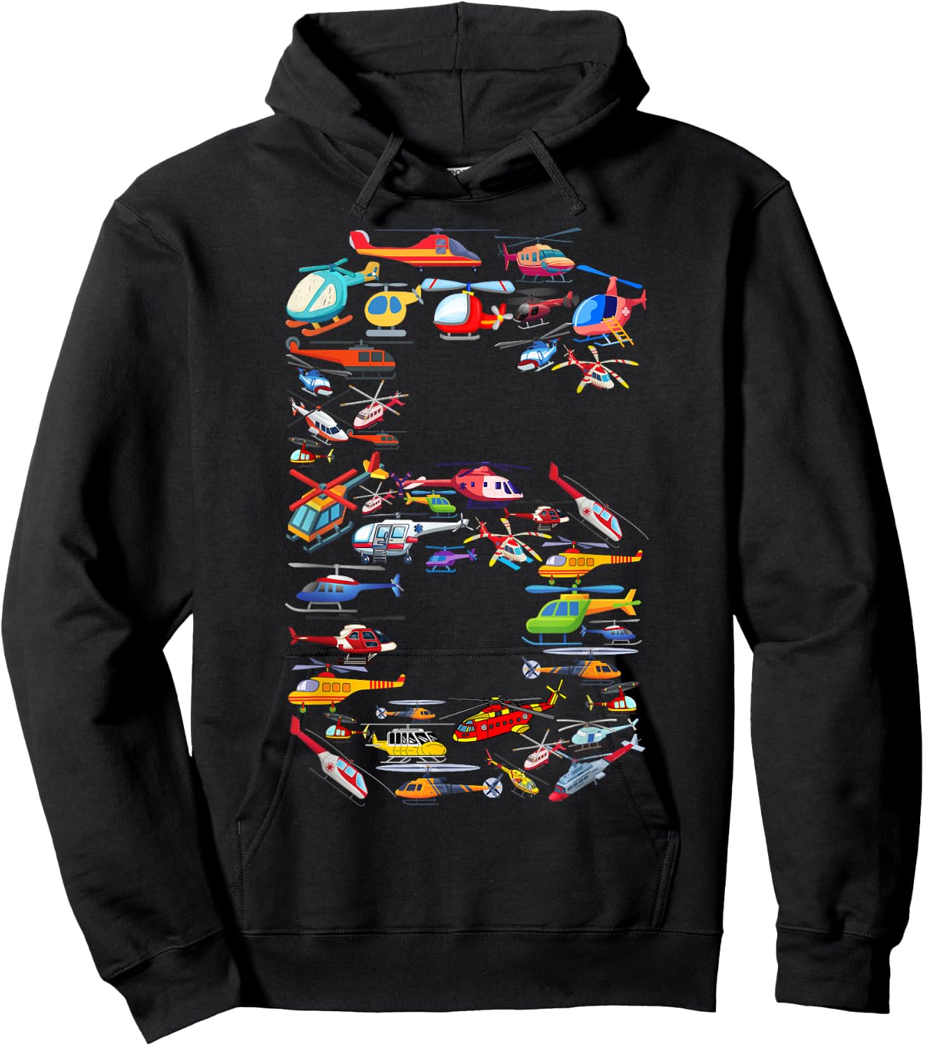 Helicopter 6th Birthday Kids Airplane 6 Year Old Boy Plane Hoodie - Hoodie | Black