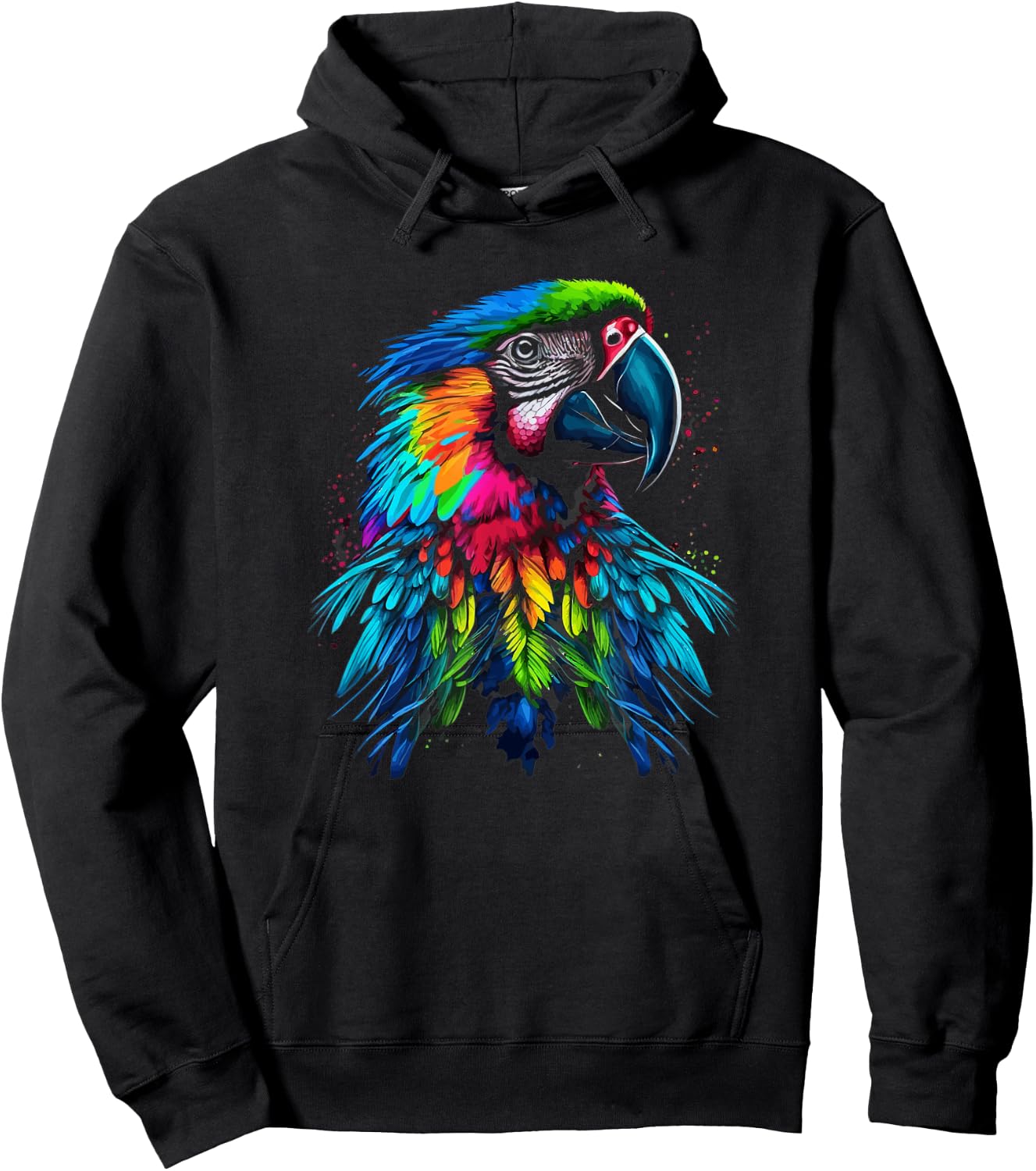Rainbow Parrot | Beautiful Macaw | Cute Colorful Bird Hoodie - Hoodie | Black
