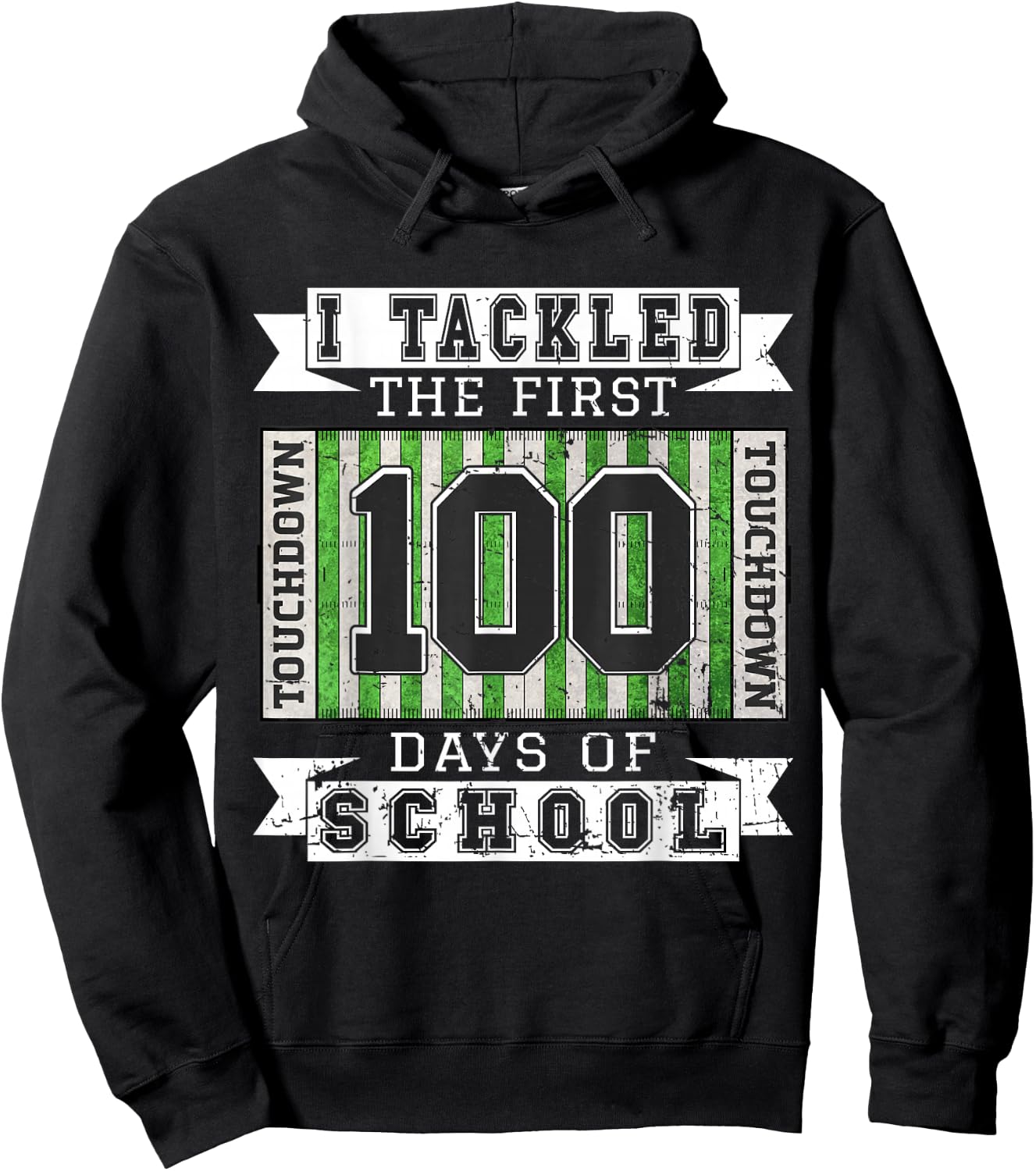 I Tackled The First 100 Days of School - Vintage Football Hoodie - Hoodie | Black