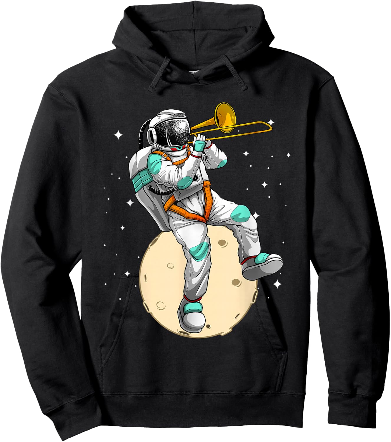Funny Astronaut Trombone Art Women Trombone Player Hoodie - Hoodie | Black