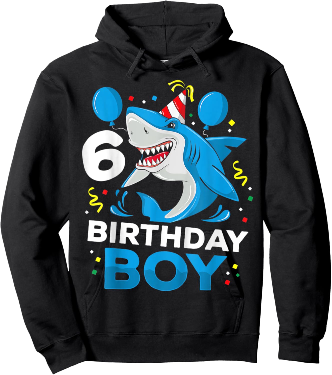 Shark Party: 6th Birthday Shirt for Boys with Ocean Hoodie - Hoodie | Black