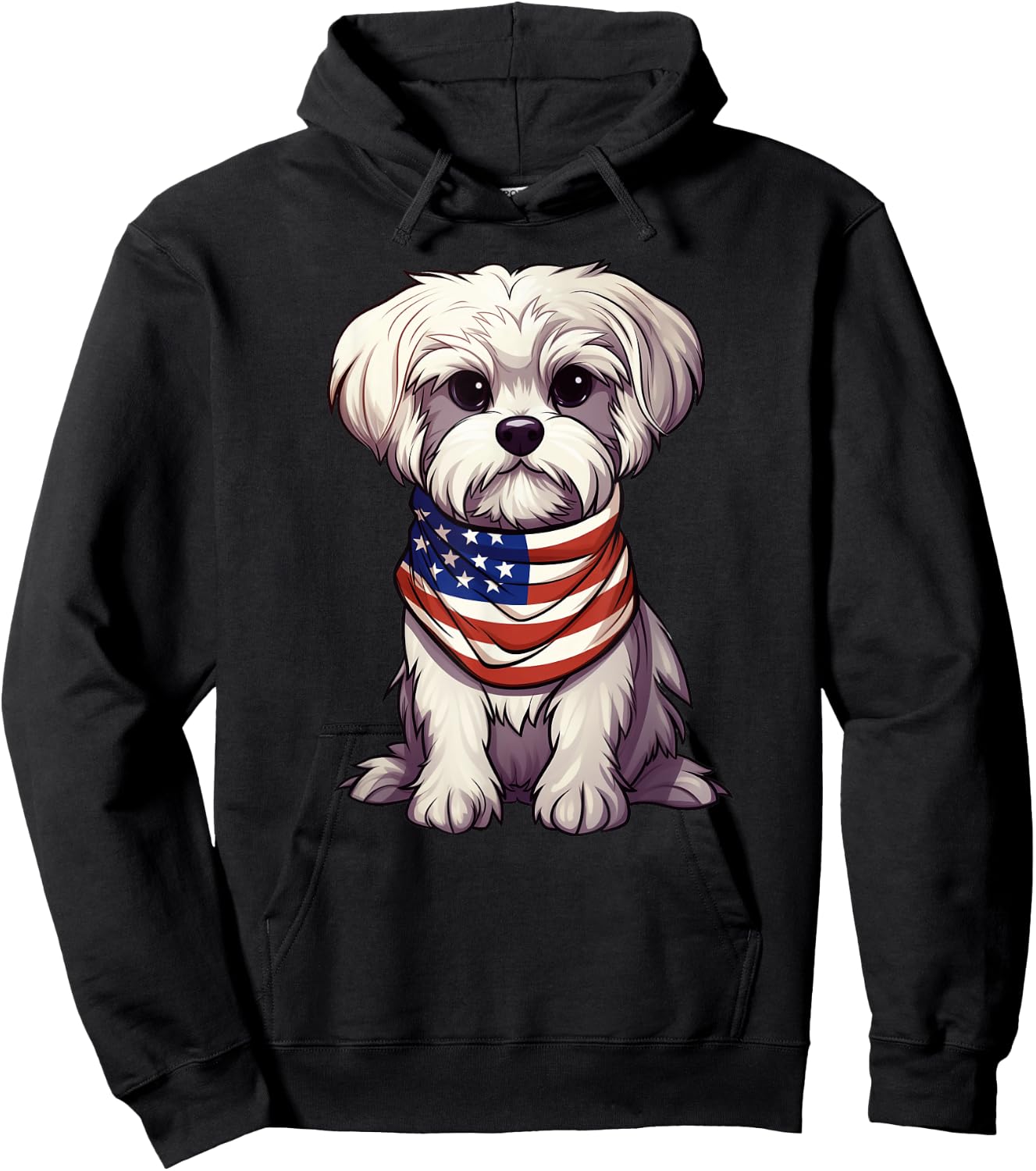 Maltese American Flag Maltese Dog Owner Mom Dad Men Women Hoodie - Hoodie | Black