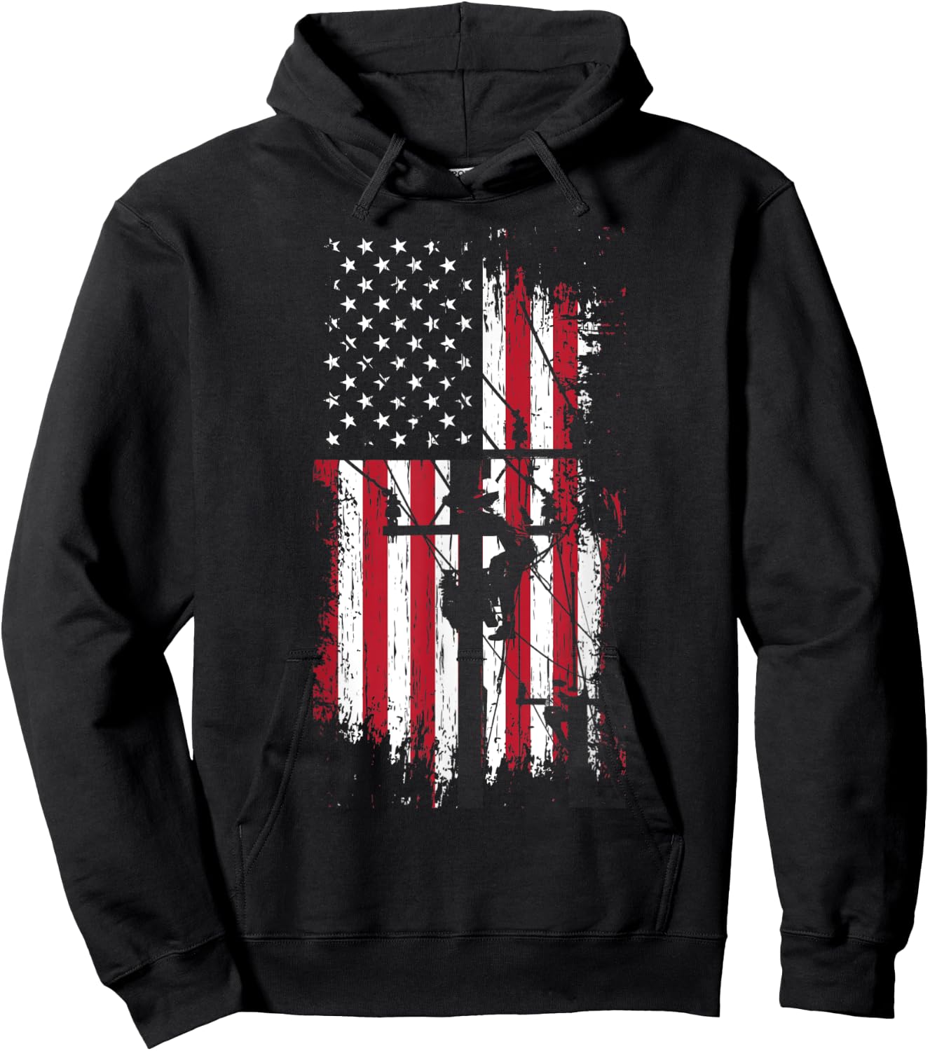 Patriot US Citizen USA Flag Design For Electrician Men Hoodie - Hoodie | Black