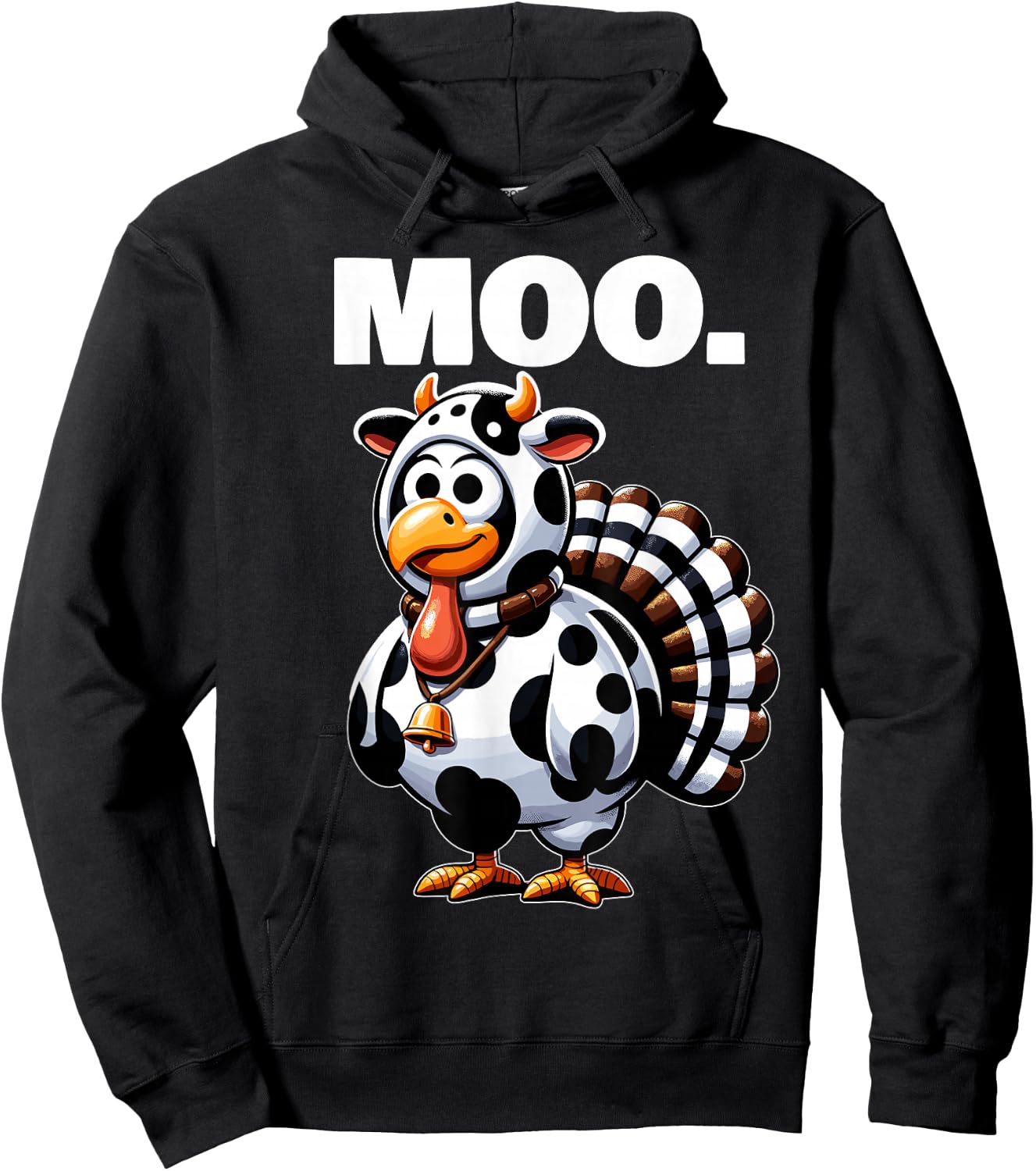 Turkey Moo Funny Thanksgiving Hoodie - Hoodie | Black