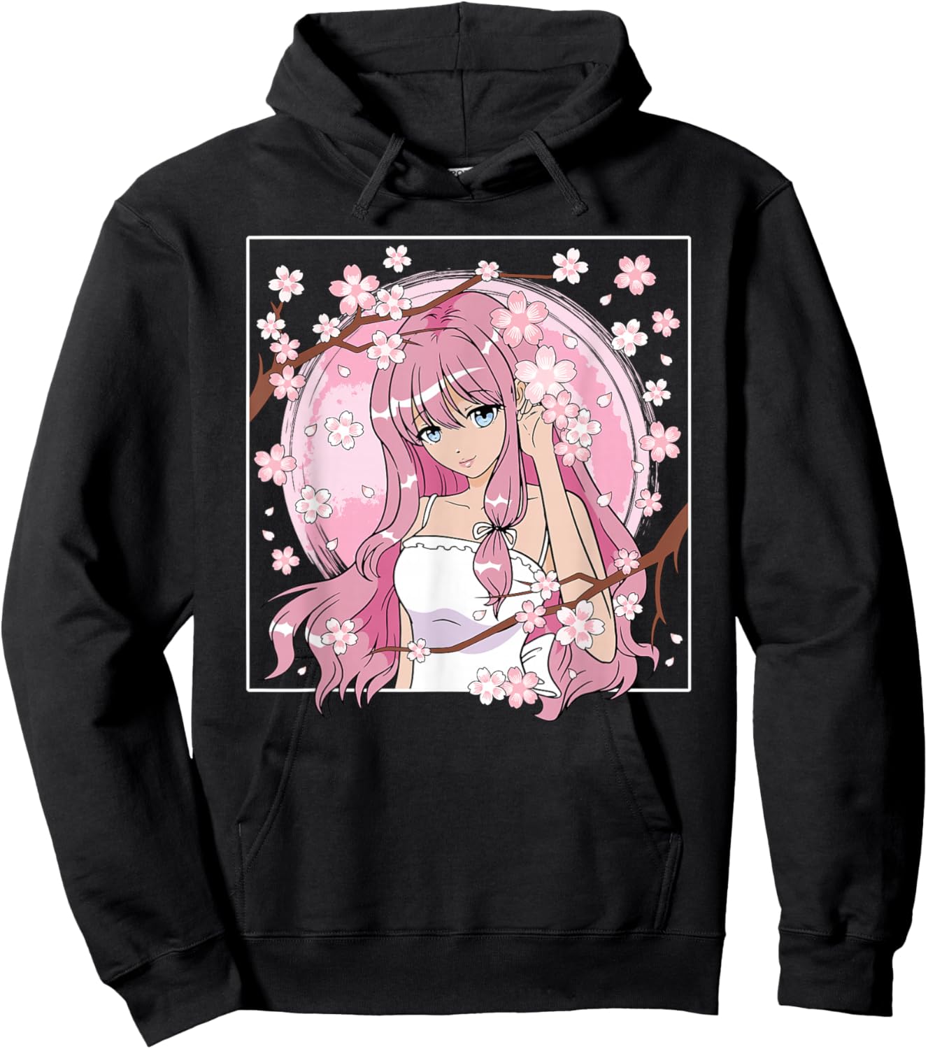 Japanese Anime Girl Otaku Cherry Blossom Sakura Women Hoodie - Hoodie | Black