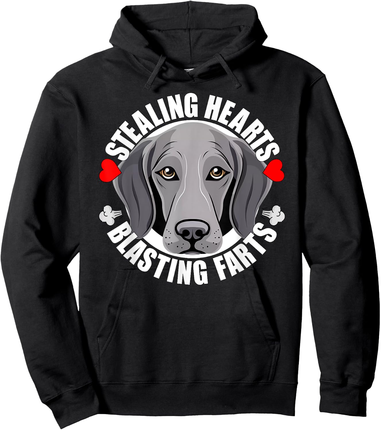 Funny Weimaraner Stealing Hearts Blasting Farts Puppy Dog Hoodie - Hoodie | Black