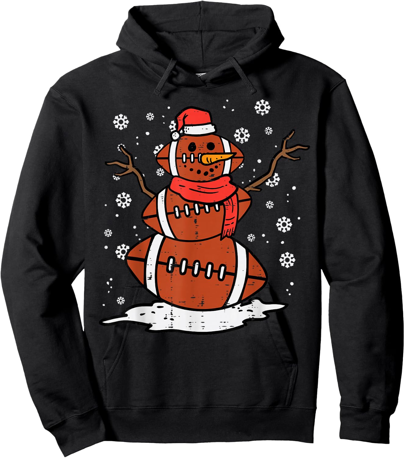 Christmas American Football Snowman Xmas Sport Men Boys Kids Hoodie - Hoodie | Black