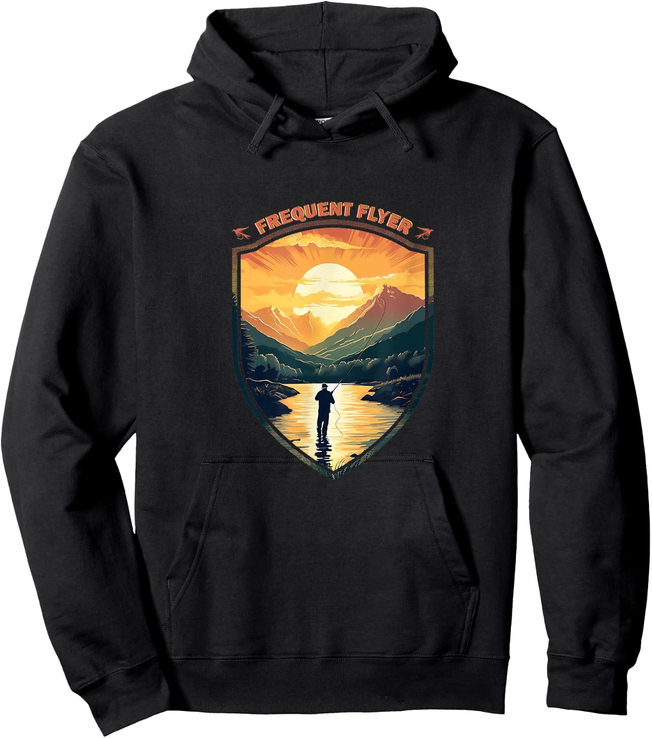 Frequent Flyer Vintage Angler Delight Fly Fisher Enthusiasts Hoodie - Hoodie | Black