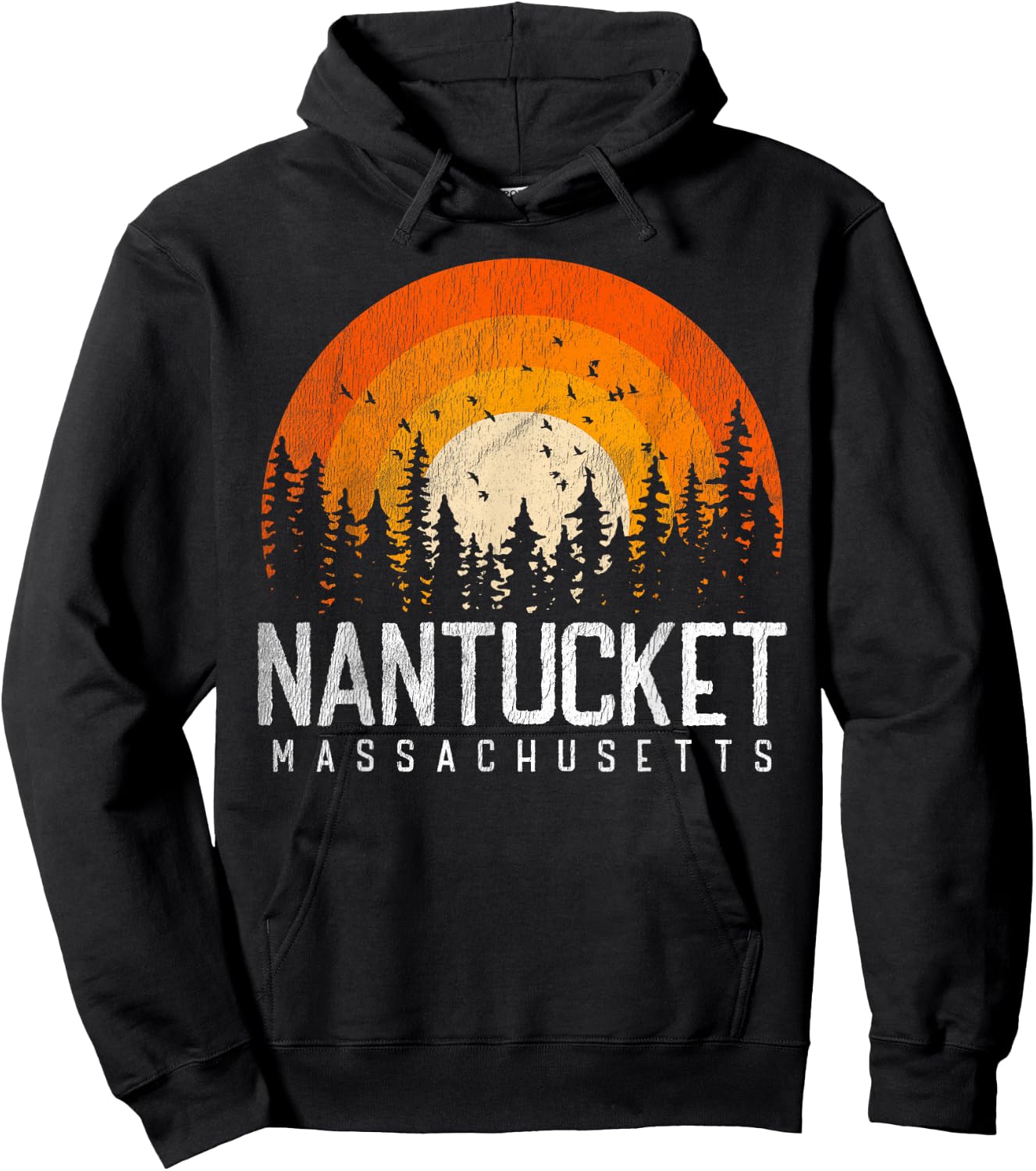 Nantucket Massachusetts MA Shirt Vintage 80s 90s Retro Gift Hoodie - Hoodie | Black