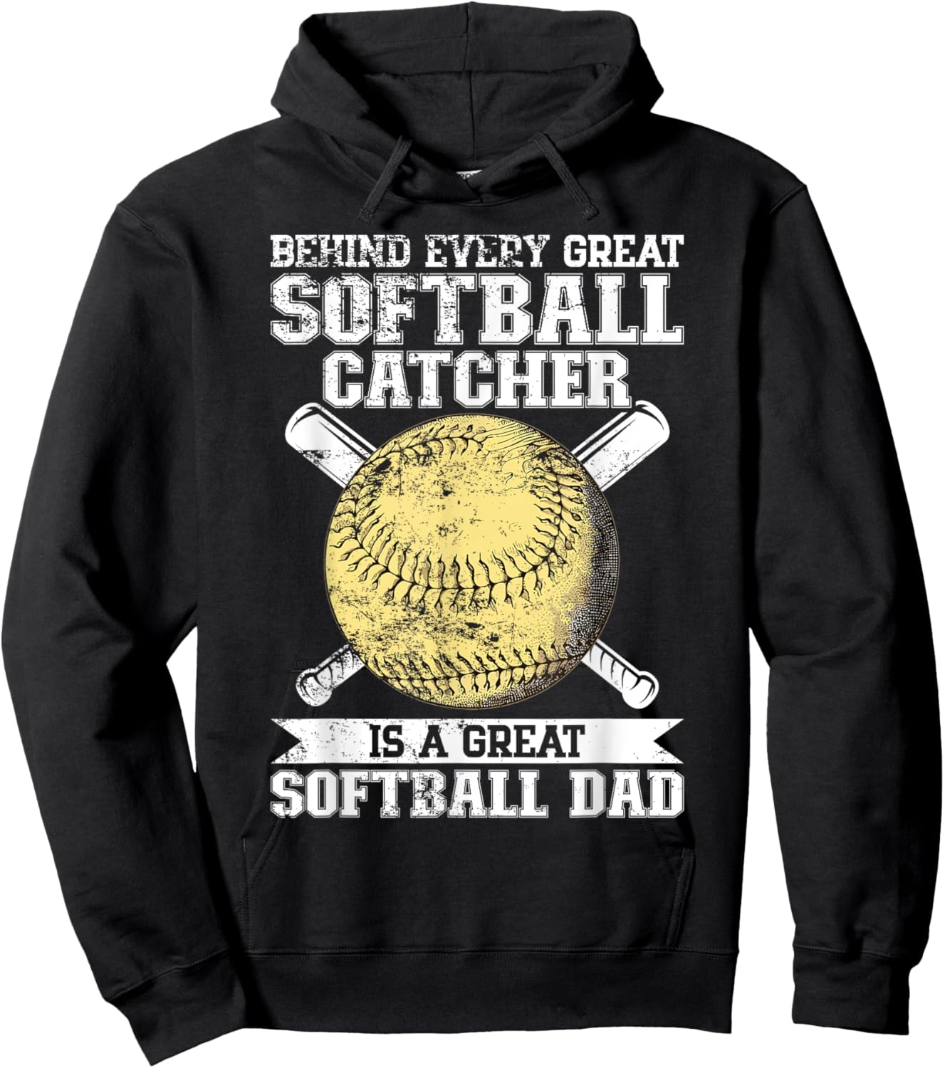 Softball Catcher Dad Pitcher Fastpitch Coach Fathers Day Hoodie - Hoodie | Black