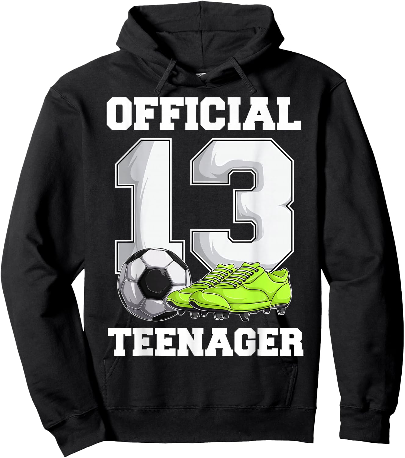 Soccer 13 Year Old Birthday Boy Shirt, Official Teenager Hoodie - Hoodie | Black