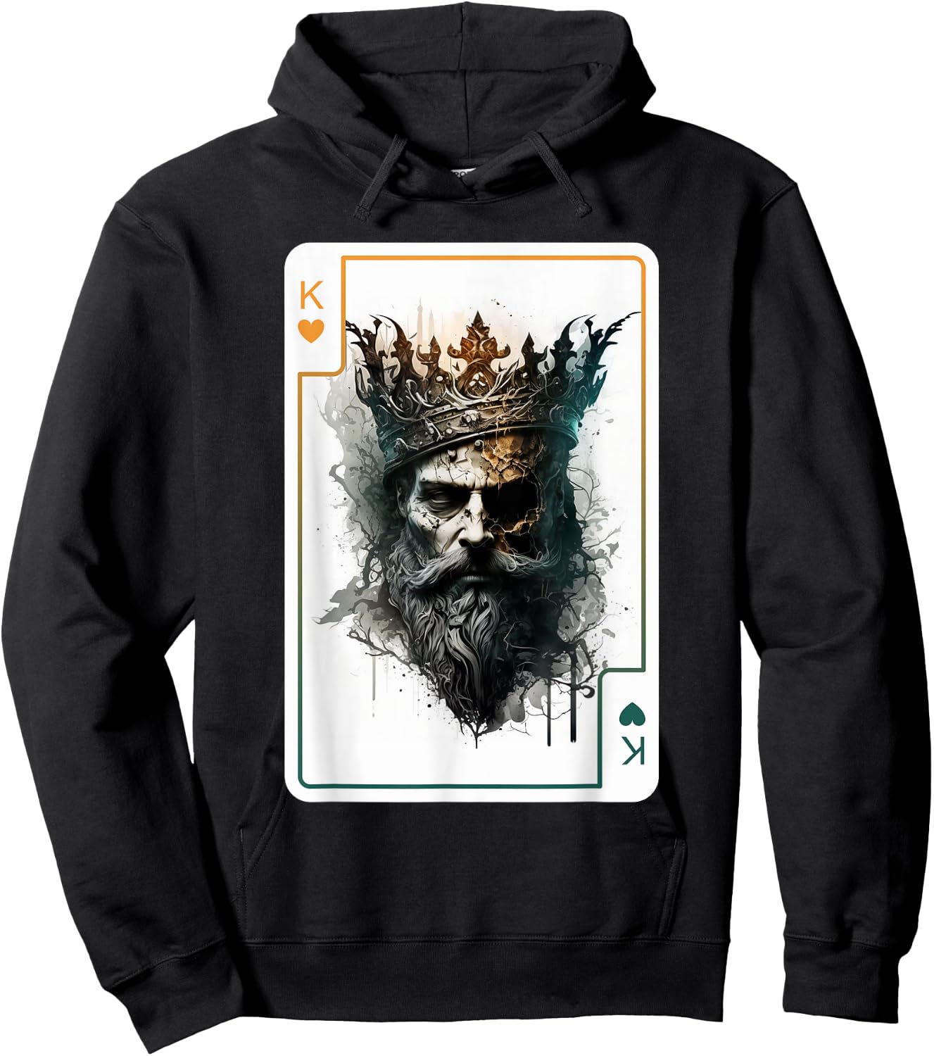King of Hearts Creepy Card Game Poker Gothic Halloween Hoodie - Hoodie | Black