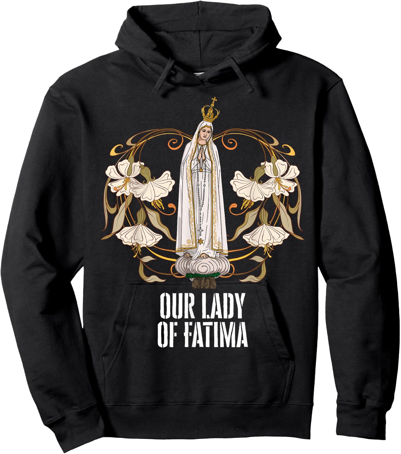Our Lady of Fatima Marian Catholic Hoodie - Hoodie | Black