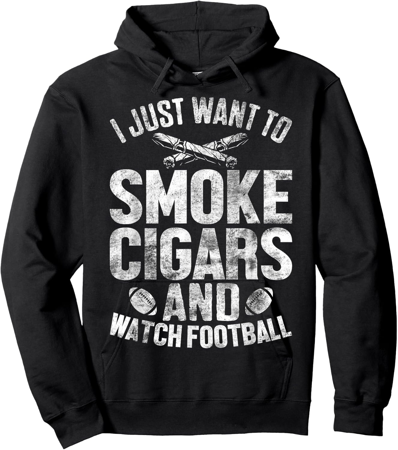 Smoke Cigars Funny Cigars Smoking for Football Enthusiasts Hoodie - Hoodie | Black