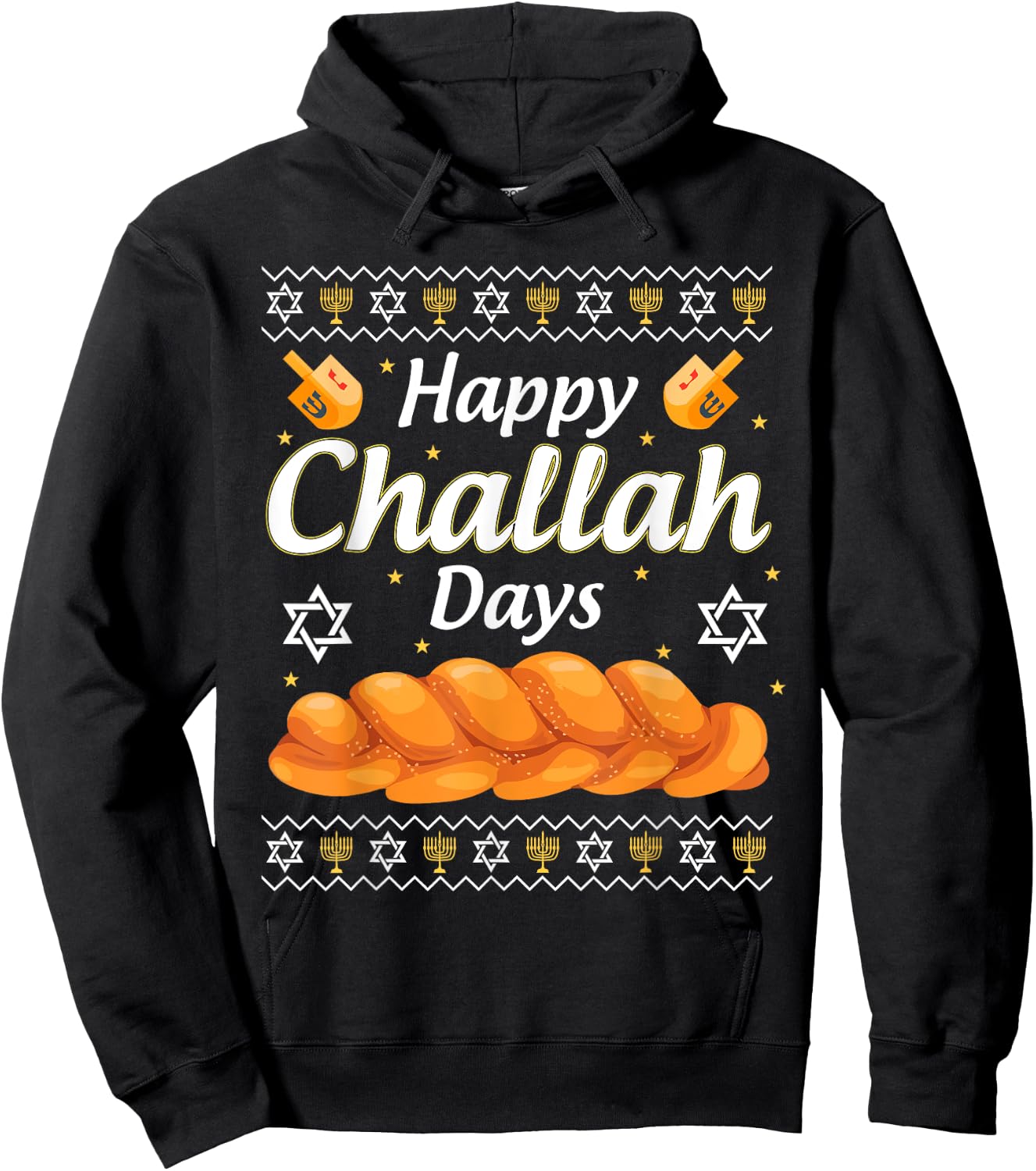Happy Challah Days Hanukkah Hoodie - Hoodie | Black