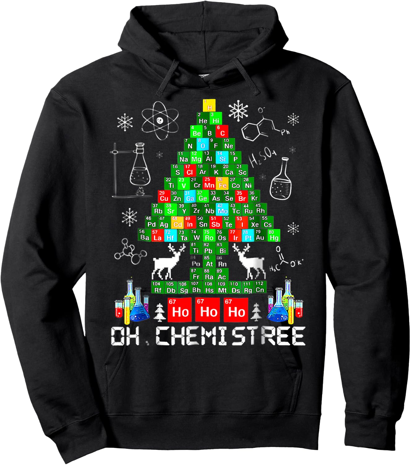 BORN Oh Chemistree Funny Science Christmas Tree Chemistry Chemist Hoodie - Hoodie | Black