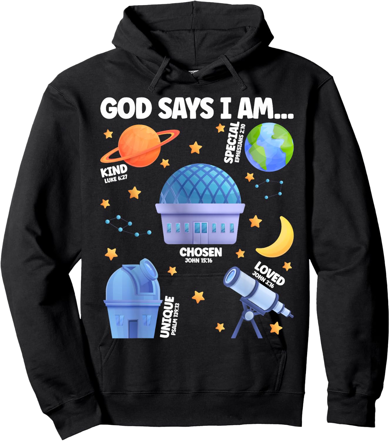 God Says I Am Planetarium Lover Boy Girl Christian Hoodie - Hoodie | Black